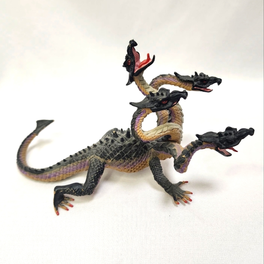 Hydra Multi-Headed Dragon Figurine Black and Tan